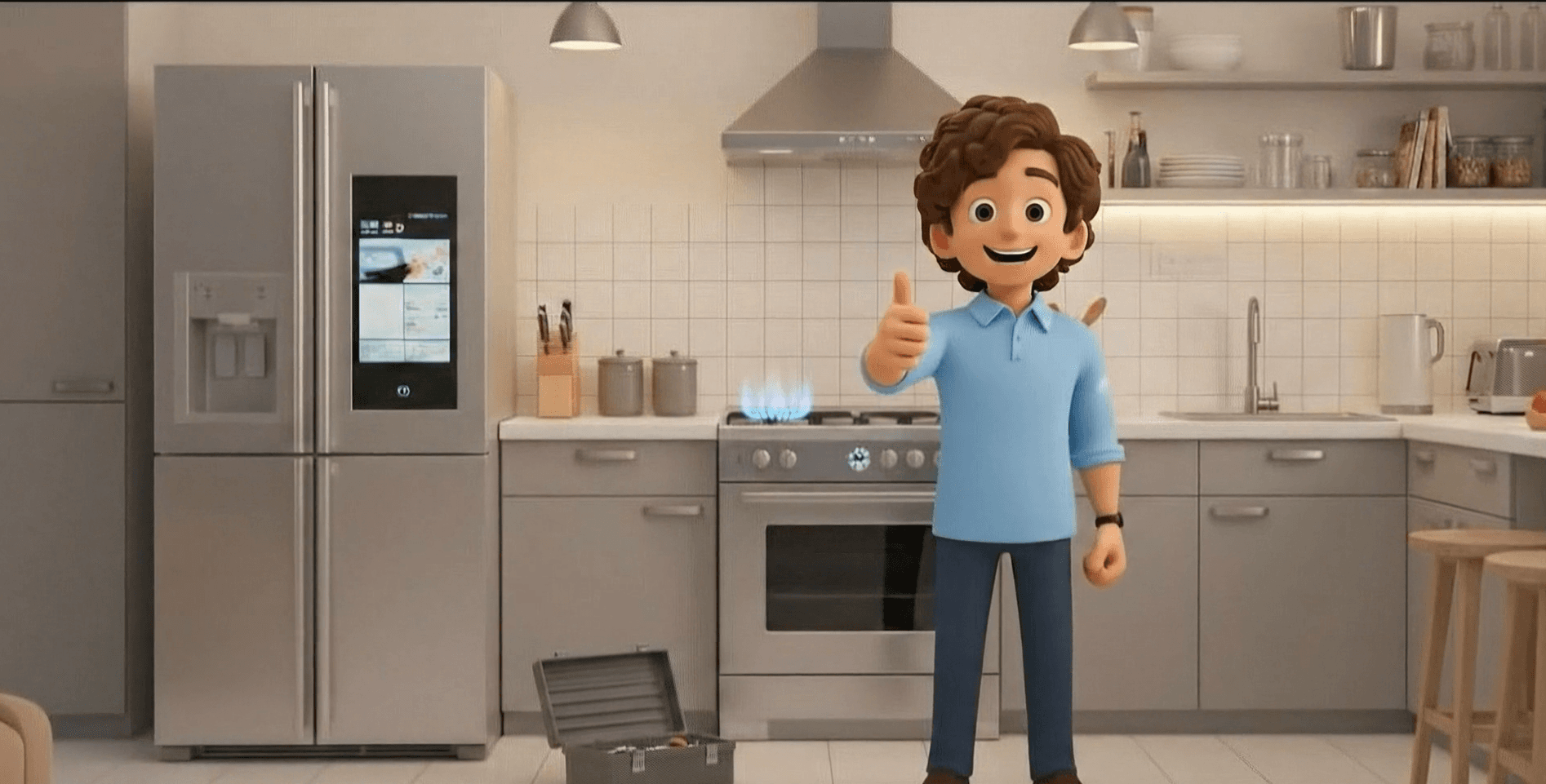 Técnico reparando electrodoméstico en el hogar